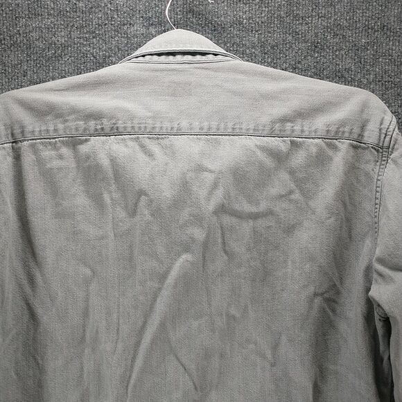 Uniqlo Womens Button-Down Shirt Gray Medium Long Sleeve Chest Pocket Cotton - Picture 6 of 12